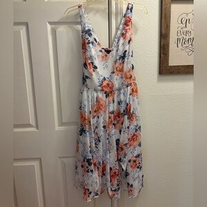 Torrid Size 2 White Dress with Coral and Blue Floral